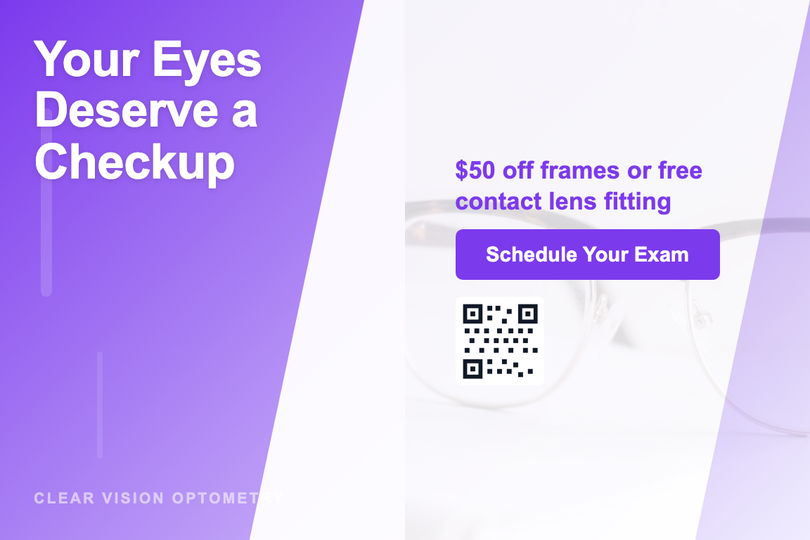 Optometry Lapsed Patient Reactivation postcard template &mdash; Gradient style