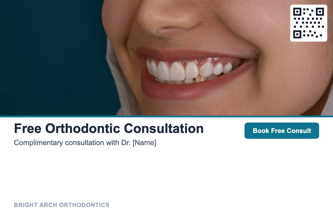 Orthodontics free consultation acquisition postcard example