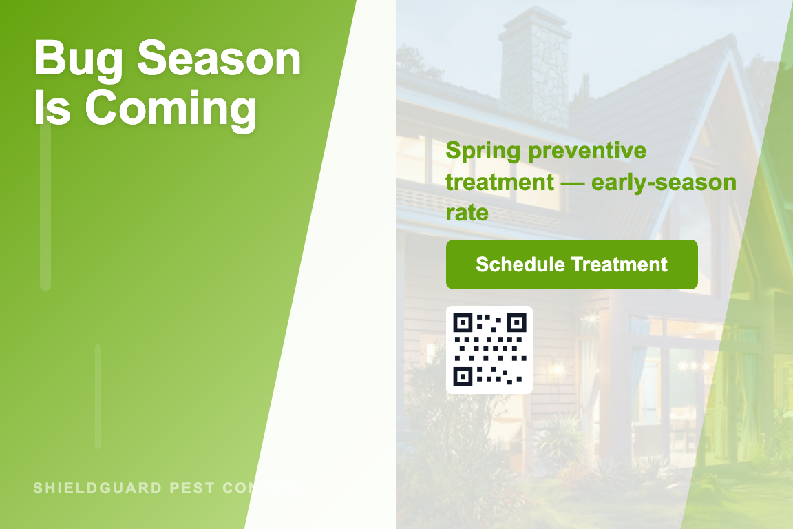 Pest Control Seasonal Treatment Reminder postcard template &mdash; Gradient style