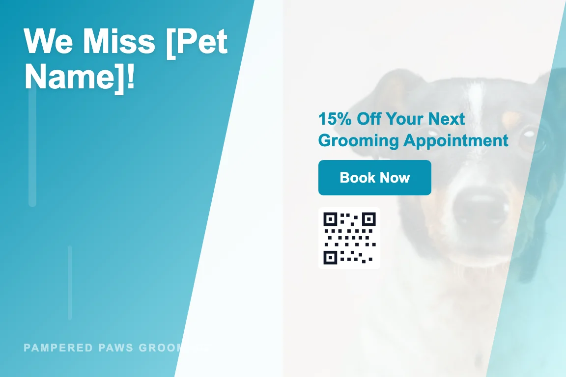 Pet Grooming postcard campaign example