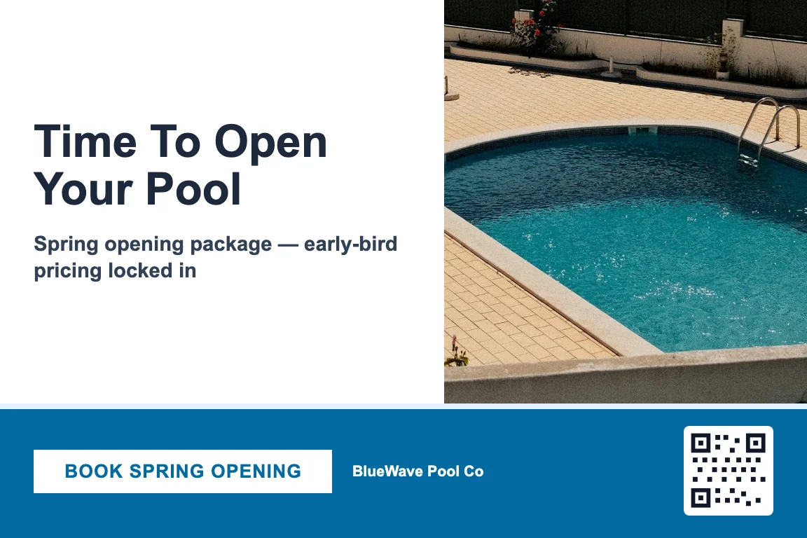Pool service spring opening postcard example