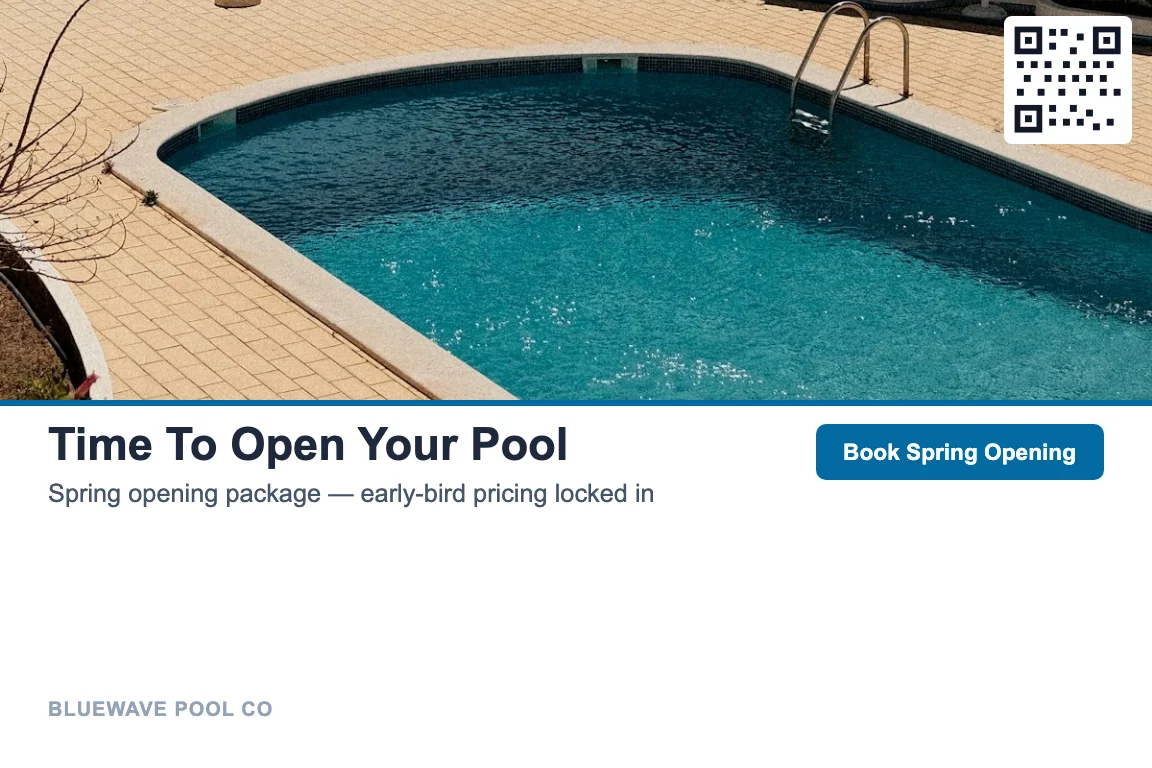 Photo-led pool service pros postcard design