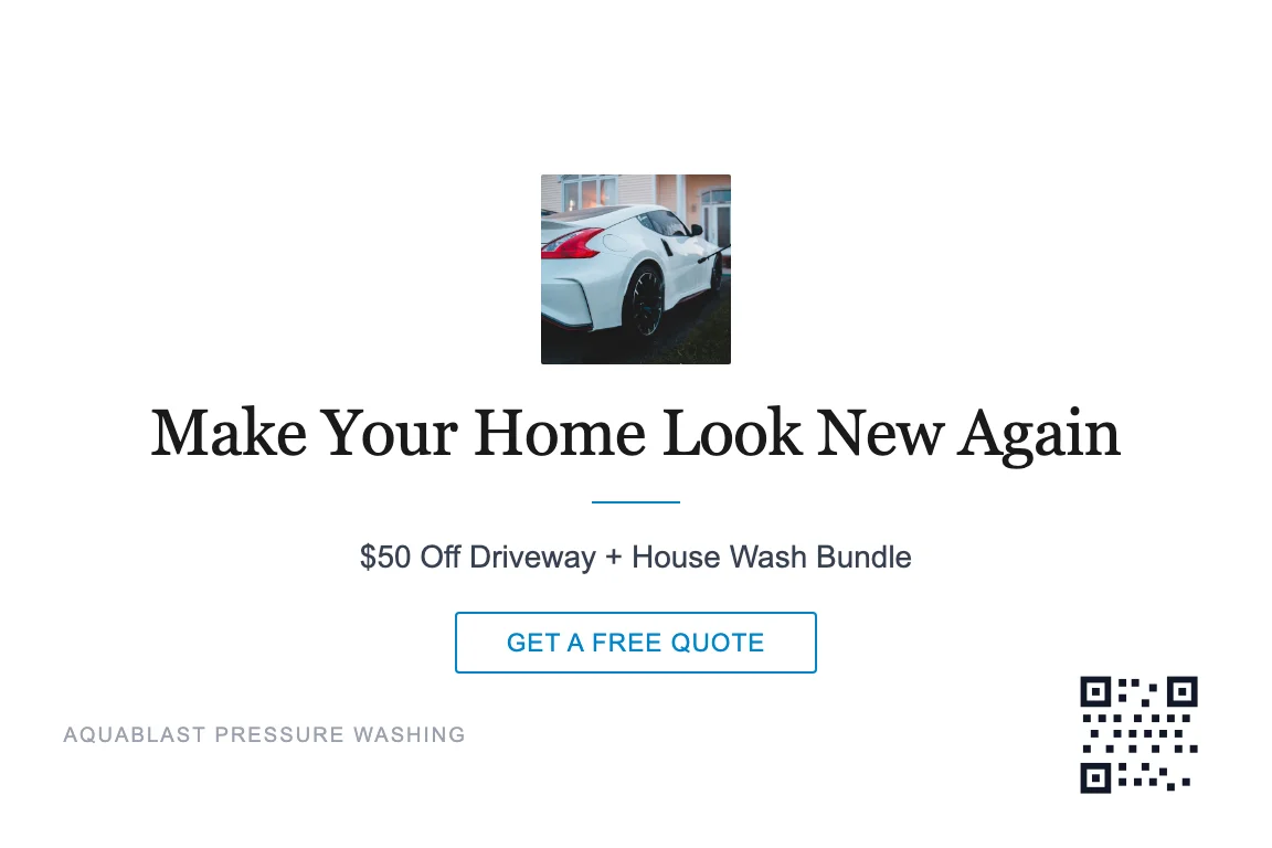 Pressure Washing postcard campaign example