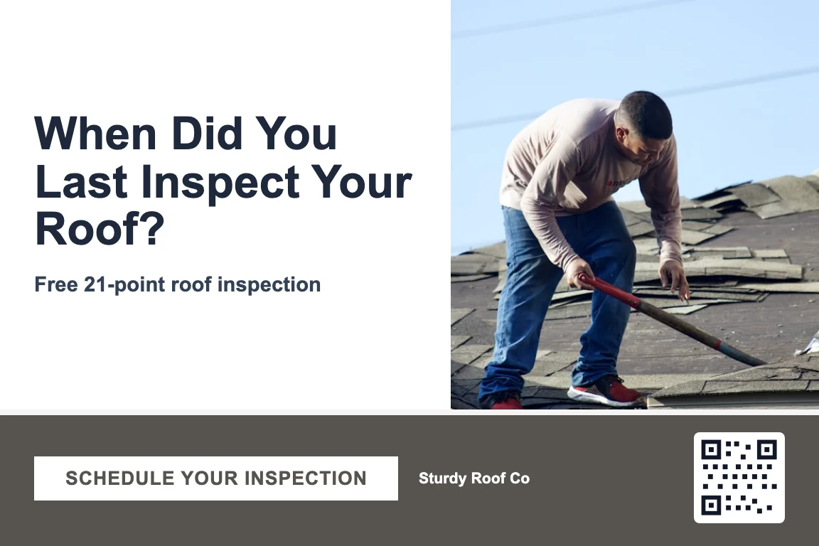 Bold roofing contractor inspection campaign postcard design