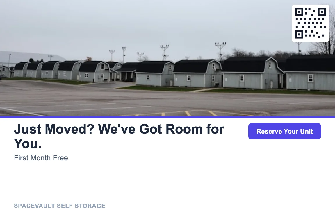 Self Storage postcard campaign example
