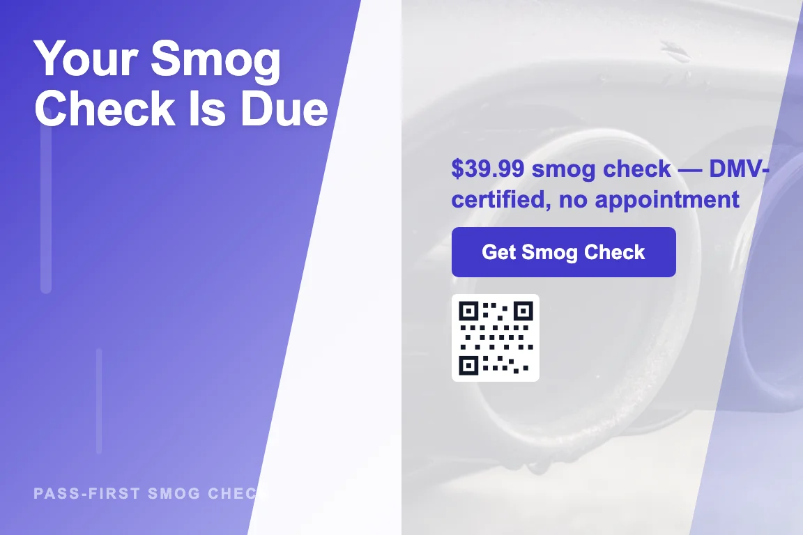 Gradient smog check renewal reminder postcard design