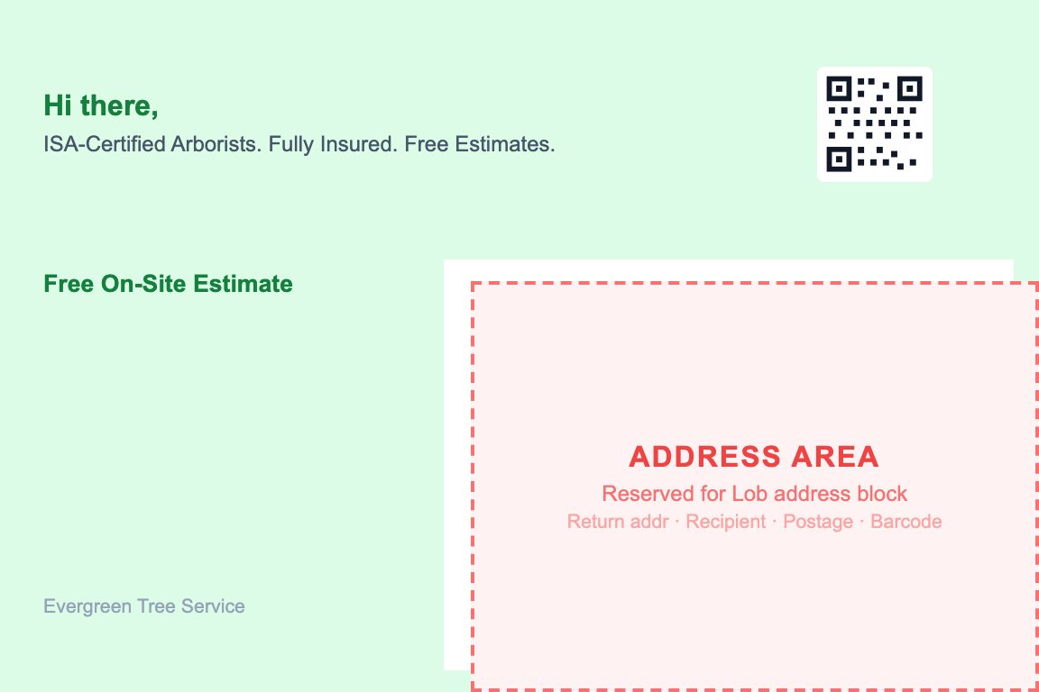tree service postcard back showing return address and recipient zone &mdash; New Customer Acquisition