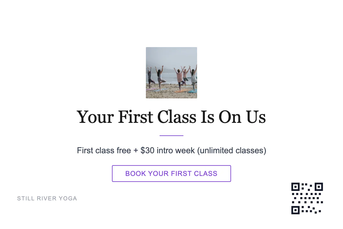 Minimal yoga studios postcard design