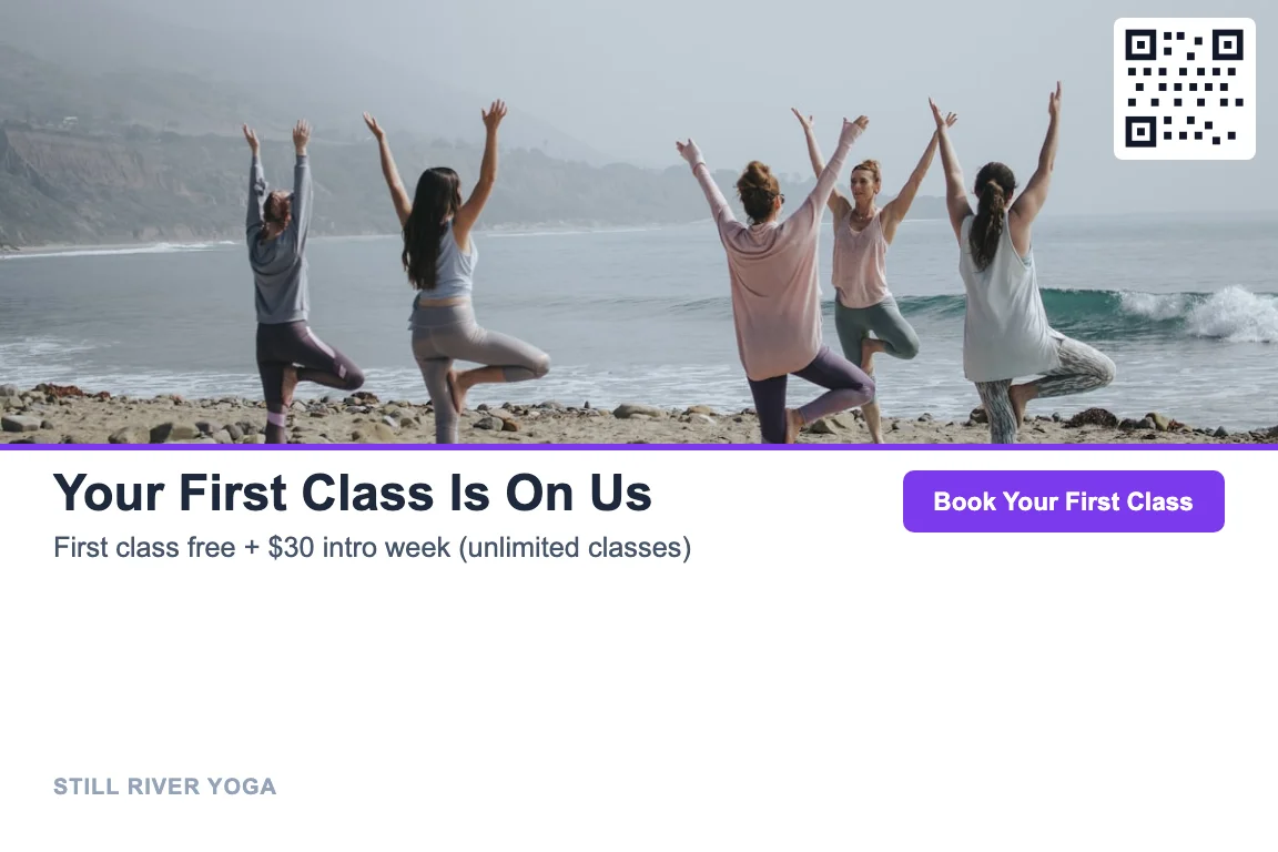 Photo yoga studios postcard design